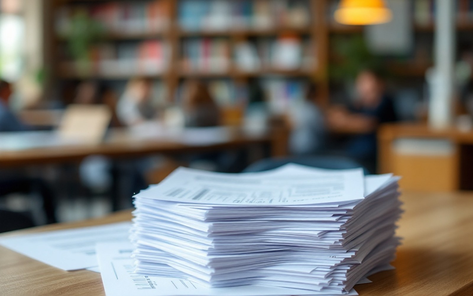 A stack of printed survey forms on a desk